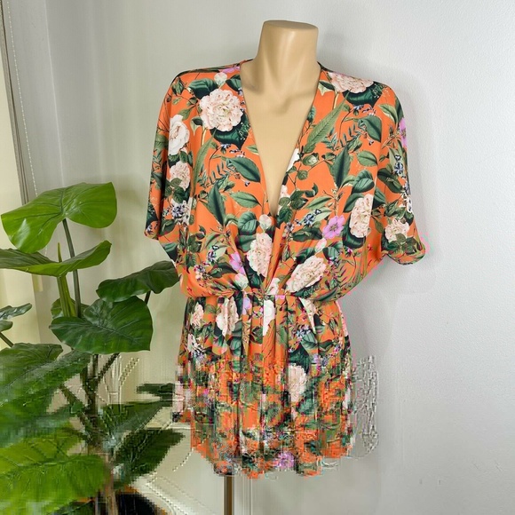 Sheike Orange Floral Playsuit Size 8 - Picture 5 of 12
